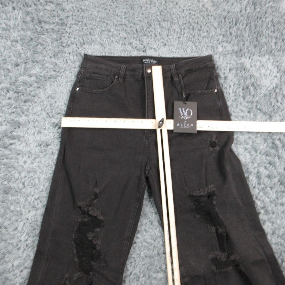 Risen Jeans Jeans Womens 13 Black Wide-Leg High Rise Distressed 31x34.5* NWT - Picture 4 of 16